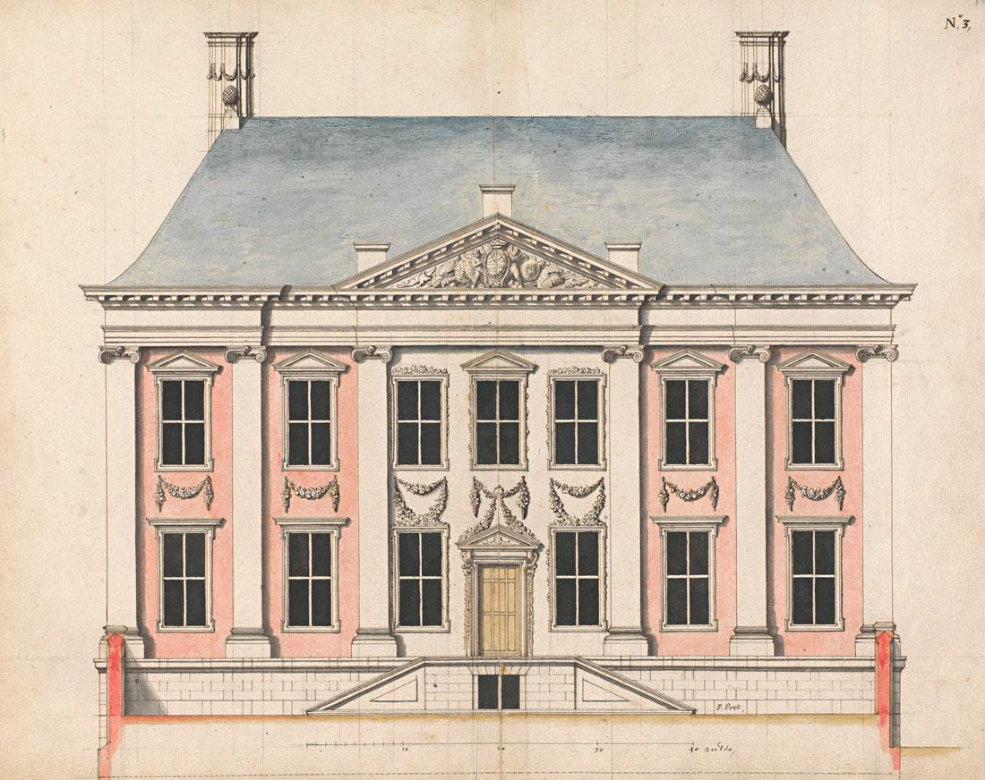 Gegenüberstellung des holländischen Klassizismus und englischen Palladianismus. — Der architektonische Vergleich eines niederländischen Stadtpalais mit einem englischen Palazzo.